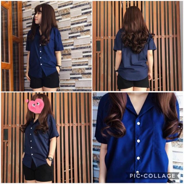 Áo Sơ mi oversize cổ vest tay ngắn