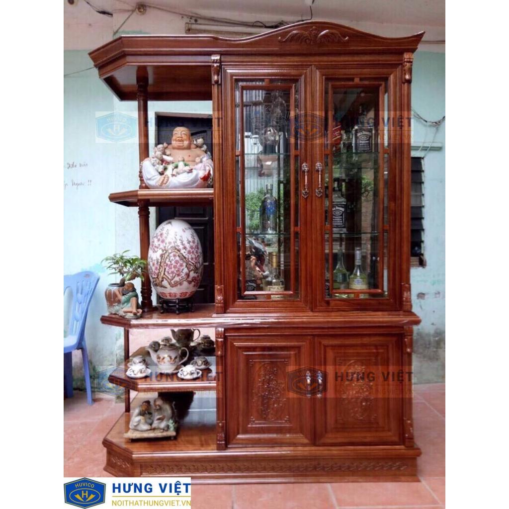 Tủ Rượu Gỗ Xoan Đào kèm Kệ Trang Trí