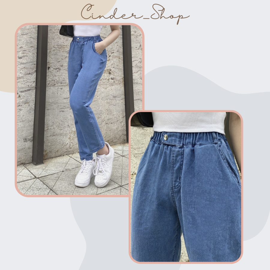 Quần Jean nữ lưng thun, cạp chun co giãn 4 chiều V191 đủ size từ 40kg-80kg
