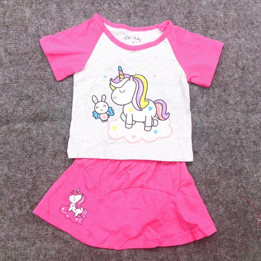 Bộ Váy Thun Ngựa Pony Bé Gái, Size 2-10, Hàng Made In Vn, Chất Cotton Chính Phẩm Rất Đẹp