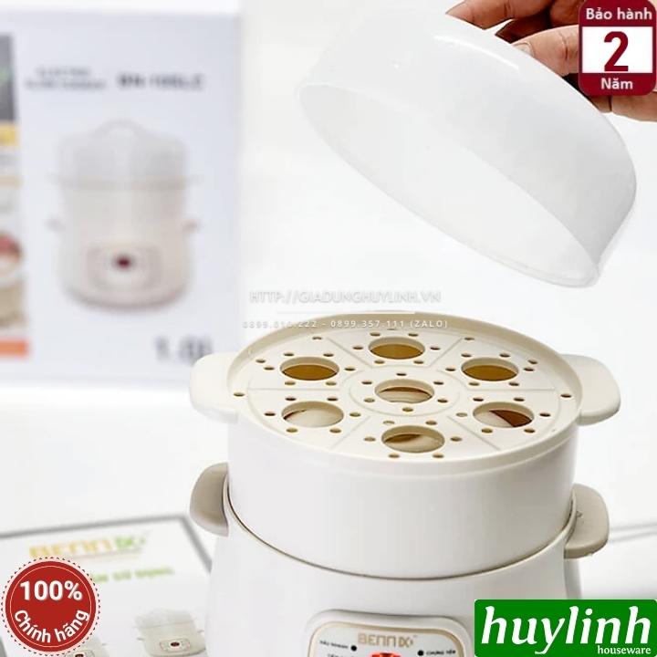 Nồi nấu cháo, chưng yến, hầm cách thuỷ Bennix BN-10SLC - 1 lít - kèm xửng hấp - Hàng chính hãng