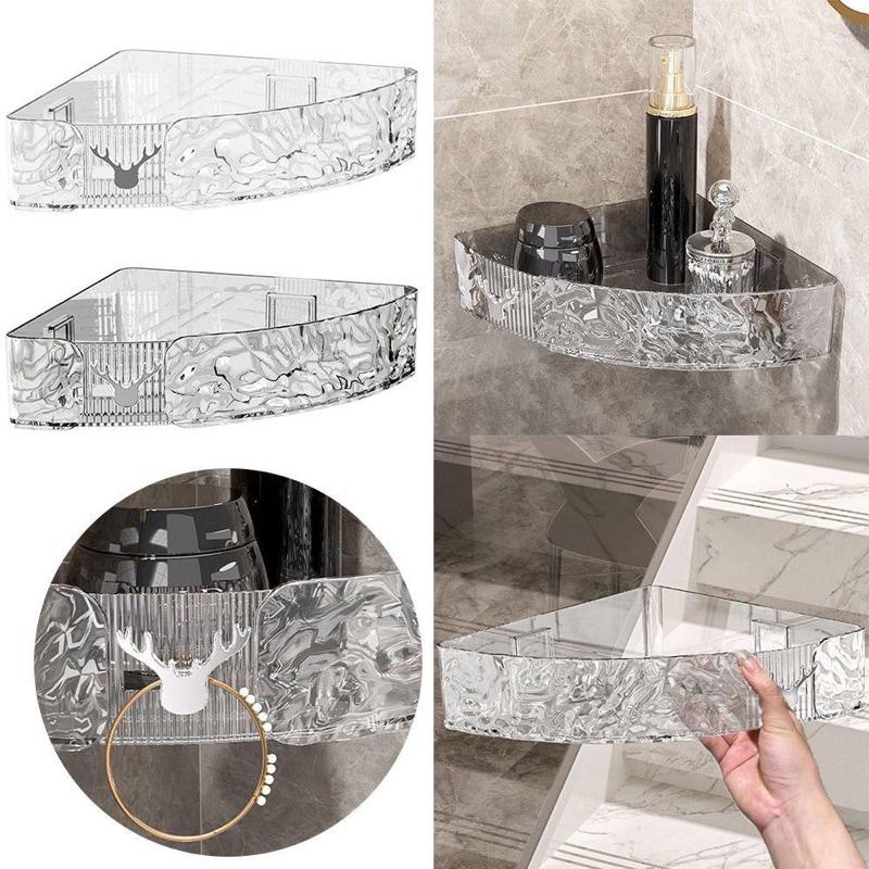 Kệ góc nhựa trong ABS dán tường đa năng cao cấp 2311 | Giá đựng đồ nhà tắm, nhà bếp vân sần mẫu mới