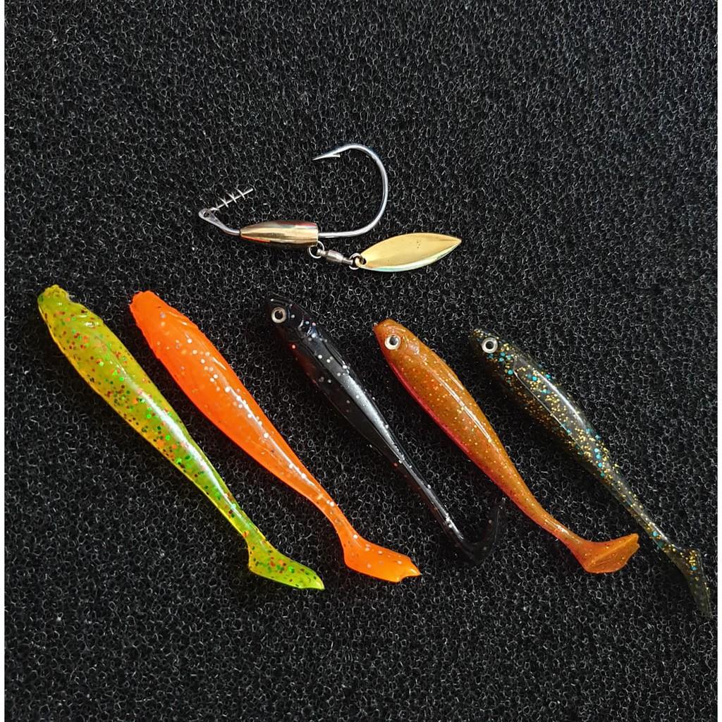 Mồi mềm Soft Lures bịch 5 con phối màu / mồi mềm chân vịt