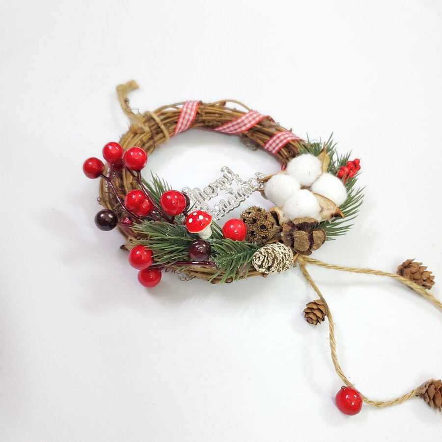 Vòng Hoa Noel VN03 15cm Vòng Nguyệt Quế Giáng Sinh Có Đèn