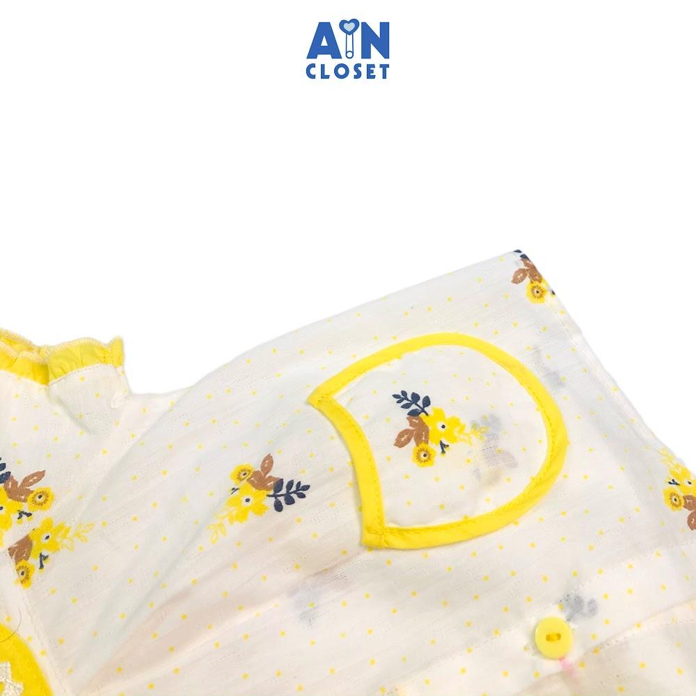 Bộ quần áo ngắn bé gái họa tiết Hoa Lan vàng cổ sen cotton boi - AICDBGAMDRSA - AIN Closet