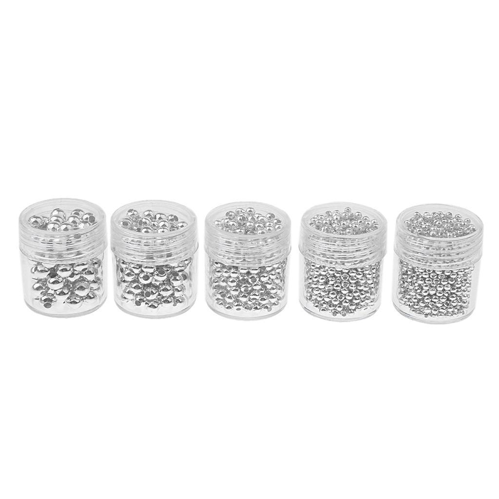 5 Bottles Stainless Steel Loose Spacer Bead DIY Assorted 2mm-5mm  LOT
