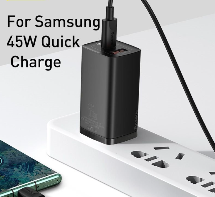 Củ Sạc Siêu Nhanh, Nhỏ Gọn Baseus GaN2 Lite Quick Charger 65W ( Type-C + USB Port) - Hàng Chính Hãng