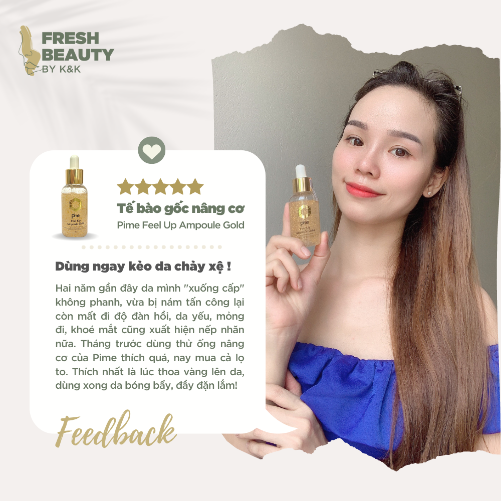 Tế bào gốc nâng cơ trẻ hóa Pime Feel Up Ampoule Gold dạng chai hỗ trợ giảm nám, mờ nhăn 50ml