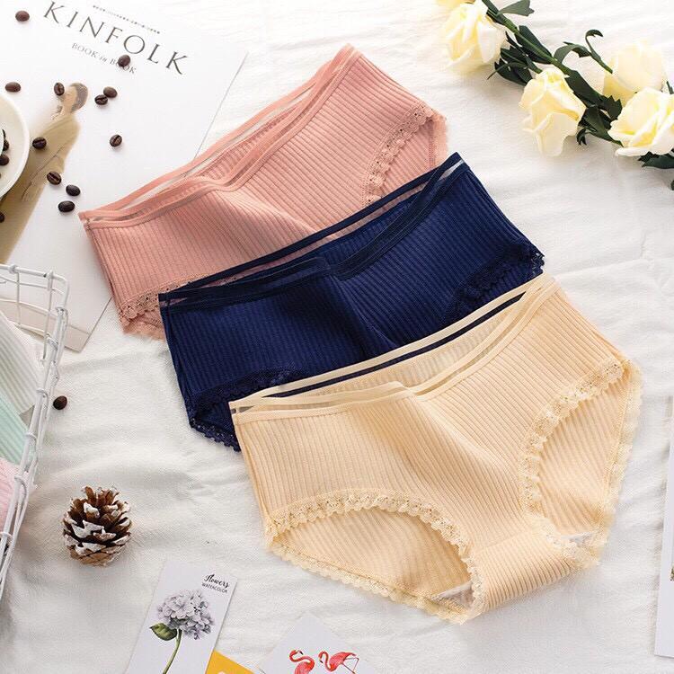 Quần lót nữ cotton nhật cạp sọc thun lạnh kháng khuẩn xuất Nhật cực đẹp Q011