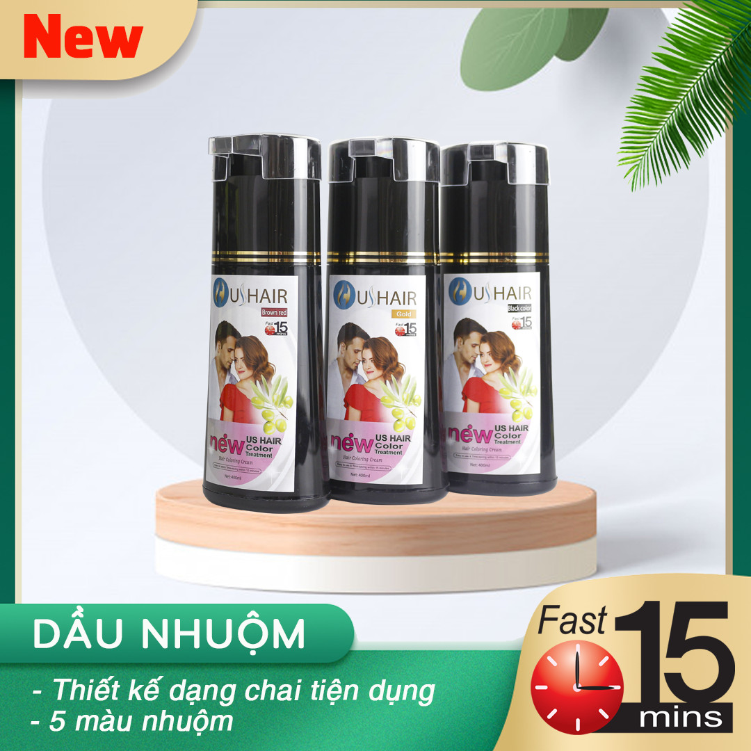 (Dạng chai) Dầu gội nhuộm tóc thảo dược US Hair