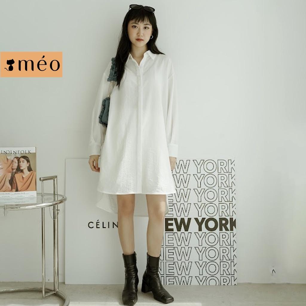 Váy sơ mi Méo shop Dure dáng dài dài tay bo eo phong cách công sở