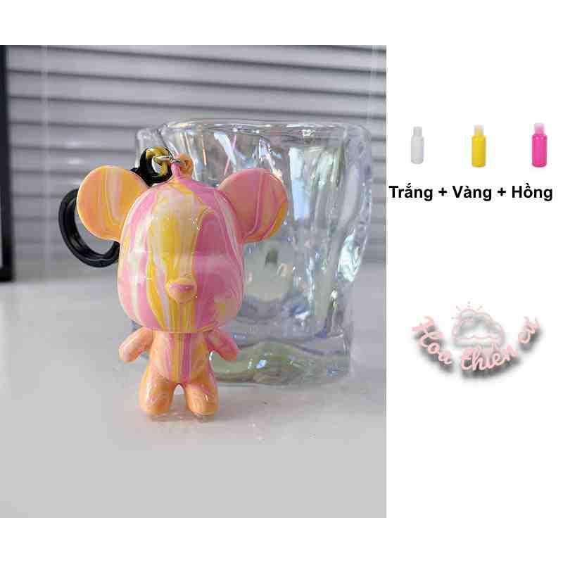 Set DIY đổ màu Acrylic pouring gấu bạo lực Bearbrick tự làm móc chìa khóa thủ công handmade quà tặng cho người yêu