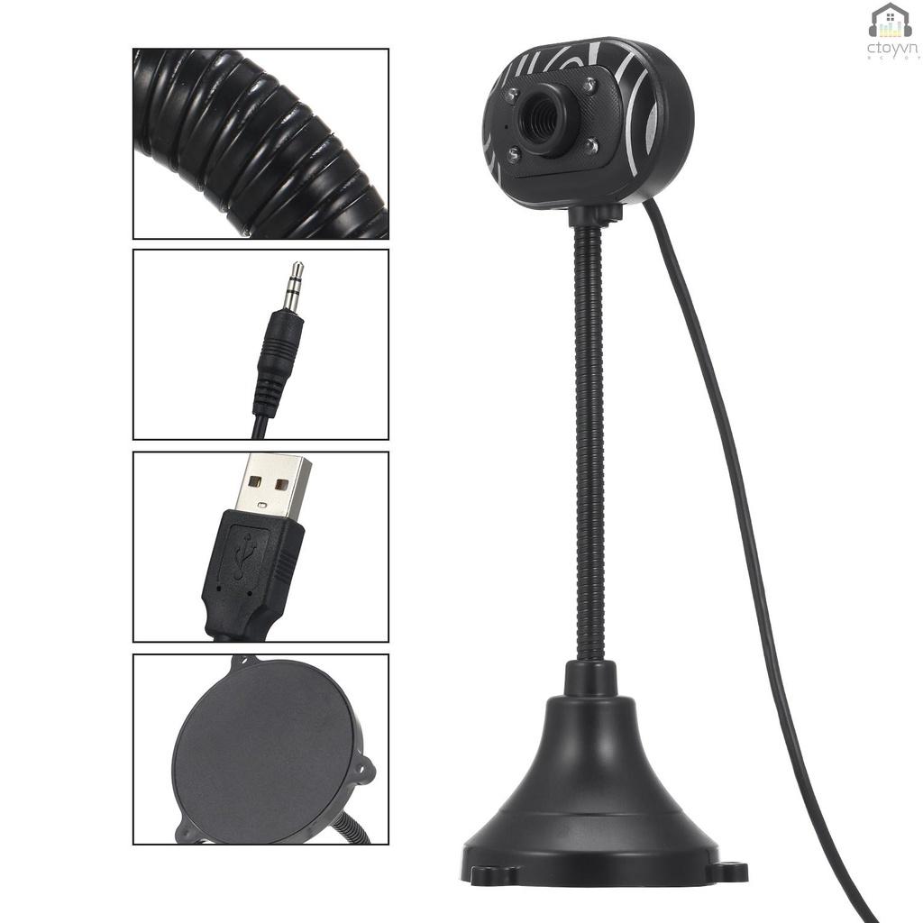 Webcam HD 480P USB 2.0 kèm mic 4 đèn LED cho laptop