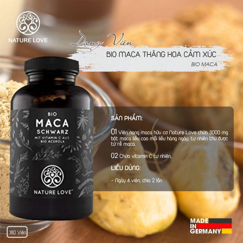 Viên Uống Nature Love Bio Maca Tăng Cường Sinh Lý Nam, Thực Phẩm Chức Năng Black Maca, Nhập Đức, 180 Viên