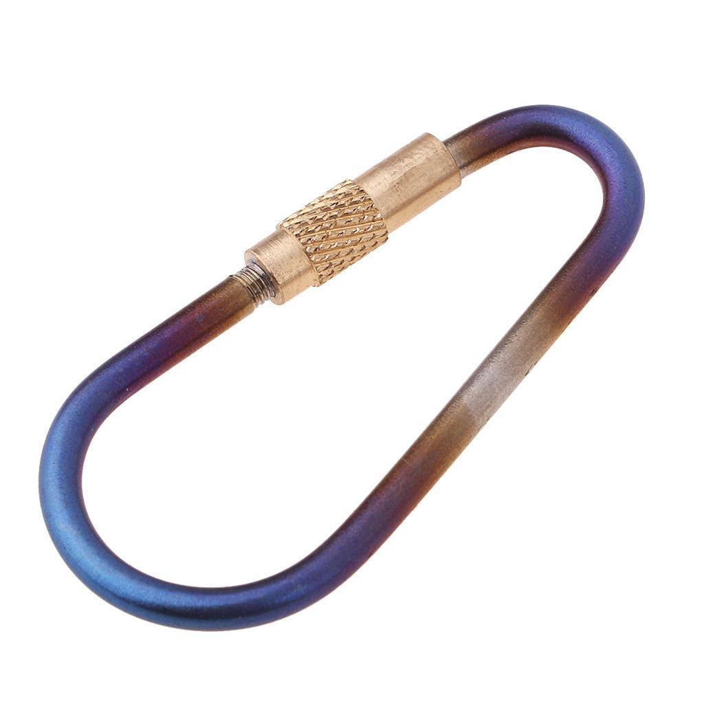 Titanium Keychain Carabiner D- Buckle Screw Gate Keyring Outdoor Sports