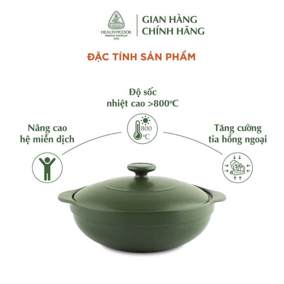 Nồi Sứ sinh dưỡng Minh Long Healthy Cook Luna 2L - dành cho bếp điện đồ sứ thời thượng dân dụng thông minh