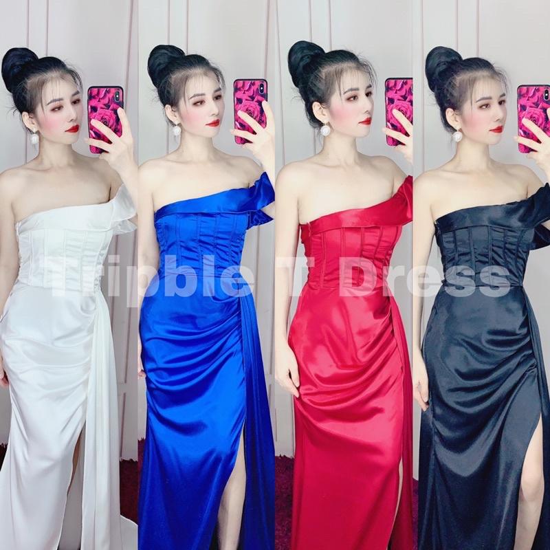 Đầm maxi body dạ hội lệch 1 vai sang trọng xẻ đùi TRIPBLE T DRESS - size S/M/L - MS206Y