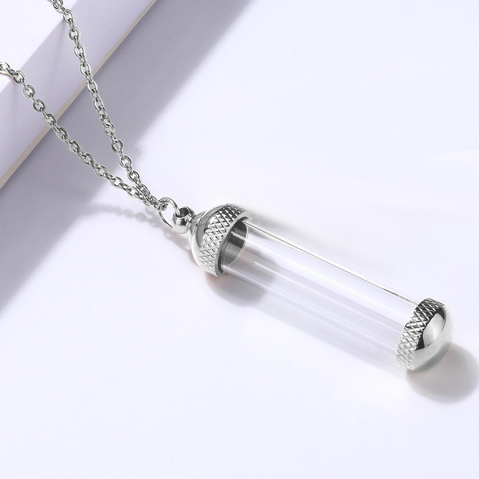 Acrylic Container Urn Necklace Pendant Titanium Steel Cremation Jewelry Memorial Pendant Perfume Container Tube Birthday Gift