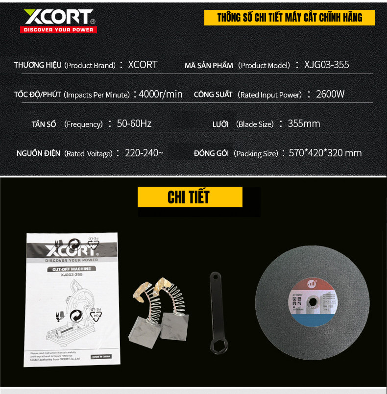MÁY CẮT SẮT XCORT 2600W