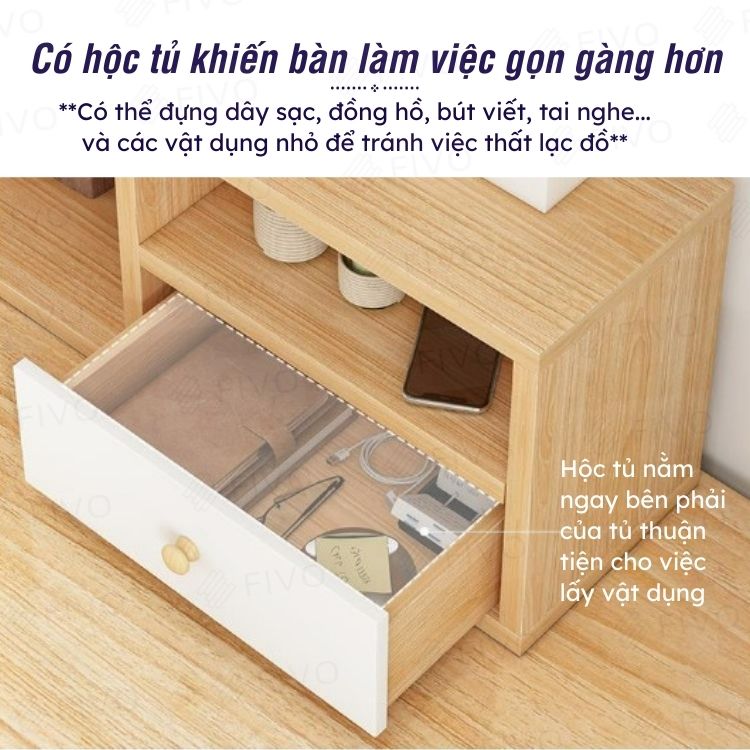 Kệ Sách Để Bàn Gỗ MDF FIVO FB20 Thích Hợp Cho Bàn Học Dễ Lắp Ráp (60 x 20 x 60 cm)- Hàng Chính Hãng - Không Hộc