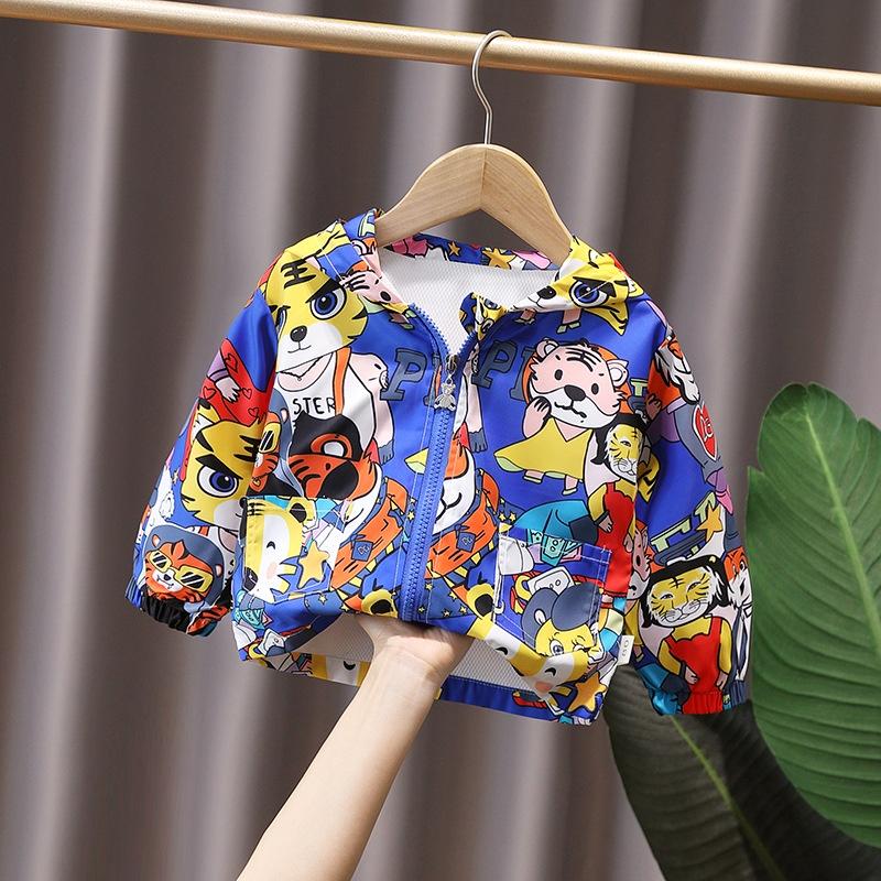 AK5 Size80-120 Áo khoác bé trai Dạng gió 2 lớp Thời trang trẻ Em hàng quảng châu