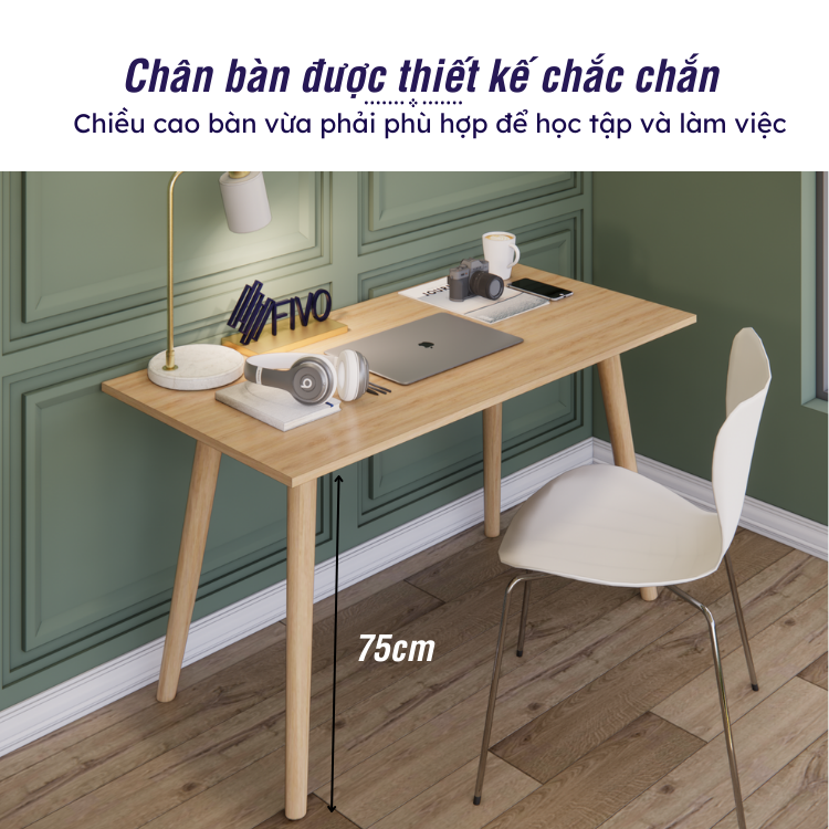 Bàn Làm Việc Gỗ MDF Lõi Xanh Chống Ẩm Decor Cao Cấp FIVO Mã FD01 Cao 75cm Chống Gù Lưng Phong Cách Bắc Âu