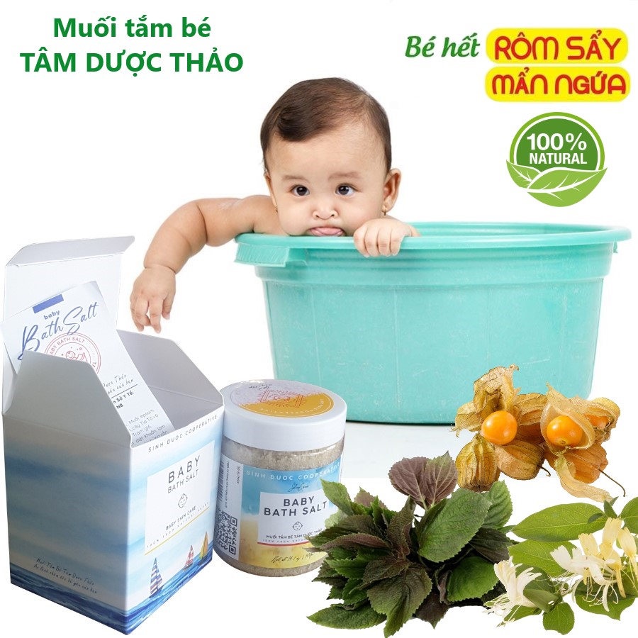 Muối tắm bé Tâm Dược Thảo (Hộp 400g) 100% tự nhiên + Tặng kèm 01 Xà bông thảo dược