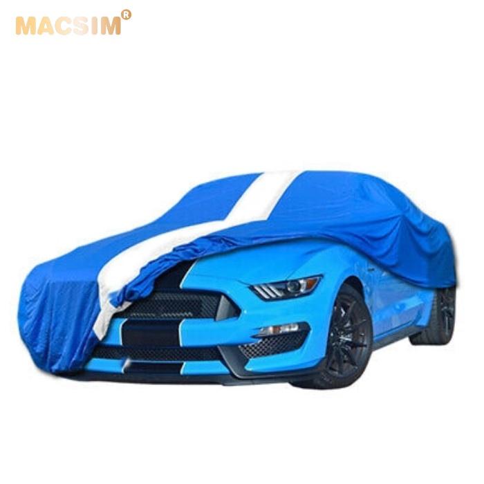Bạt phủ ô tô Mercedes-Benz SLK-class nhãn hiệu Macsim sử dụng trong nhà chất liệu vải thun - màu xanh phối trắng