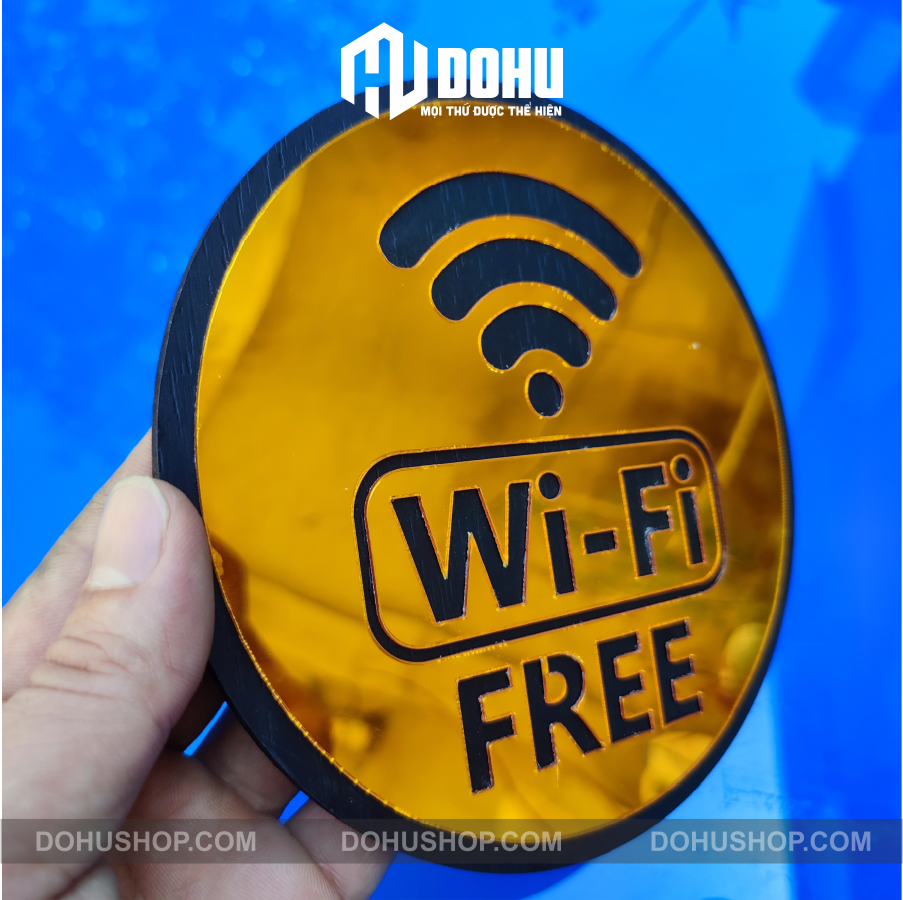 Bảng Gương Vàng Free Wifi DOHU23 Trang Trí Quá Cafe, Nhà Hàng, Khách Sạn - Sang trọng, hiện đại