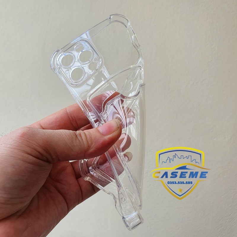 Ốp chống sốc dành cho iPhone 14/14 Plus/14 Pro/14 Pro Max silicon trong suốt kèm ngăn ví đựng thẻ