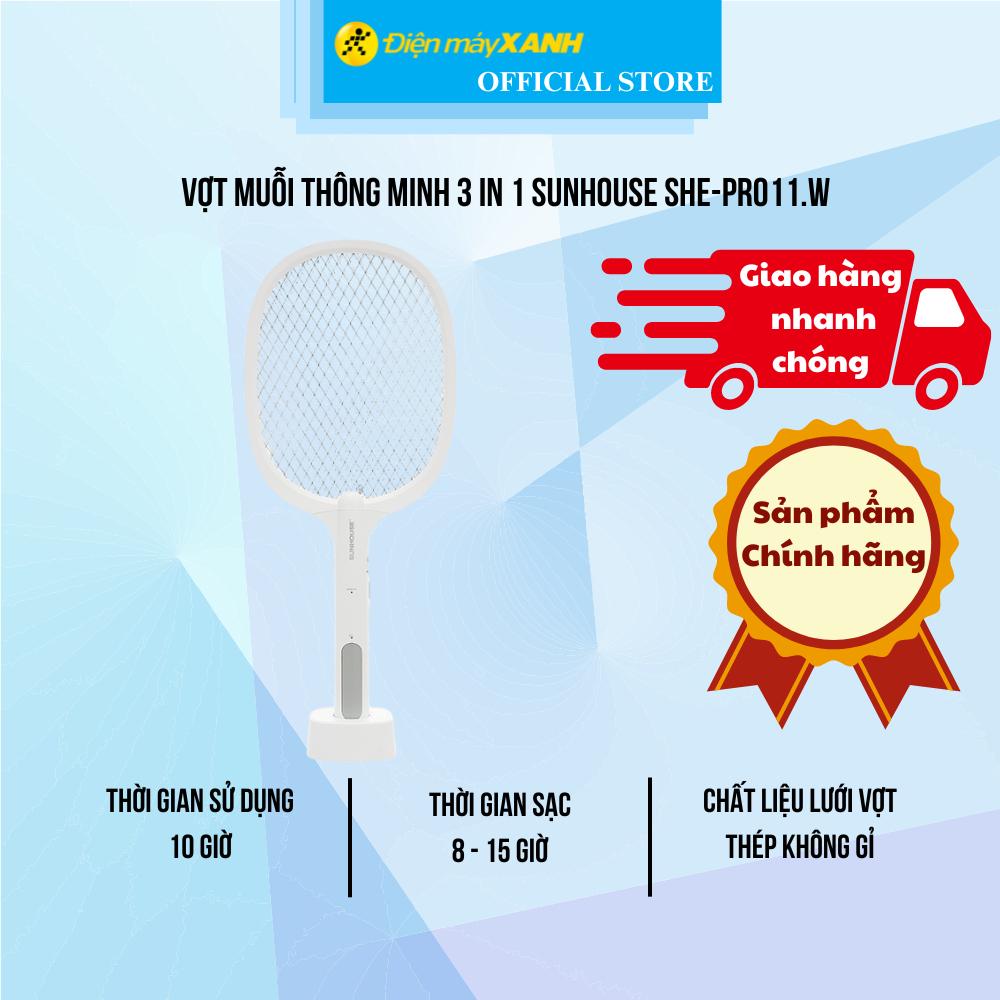 Vợt muỗi thông minh 3 in 1 Sunhouse SHE-Pro11.W - Hàng Chính Hãng