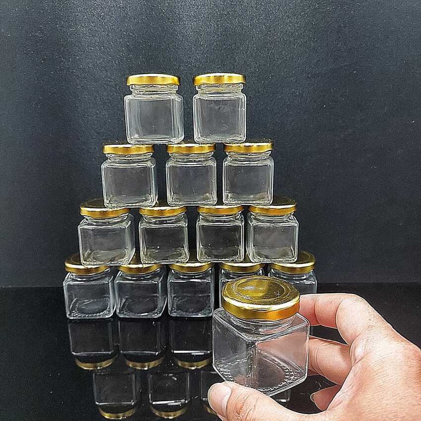 Hũ Thủy Tinh 50ML mẫu Vuông nắp thiếc vàng – Lọ Thủy Tinh Nhỏ - Hũ đựng yến chưng, mật ong, dầu dừa, mỹ phẩm