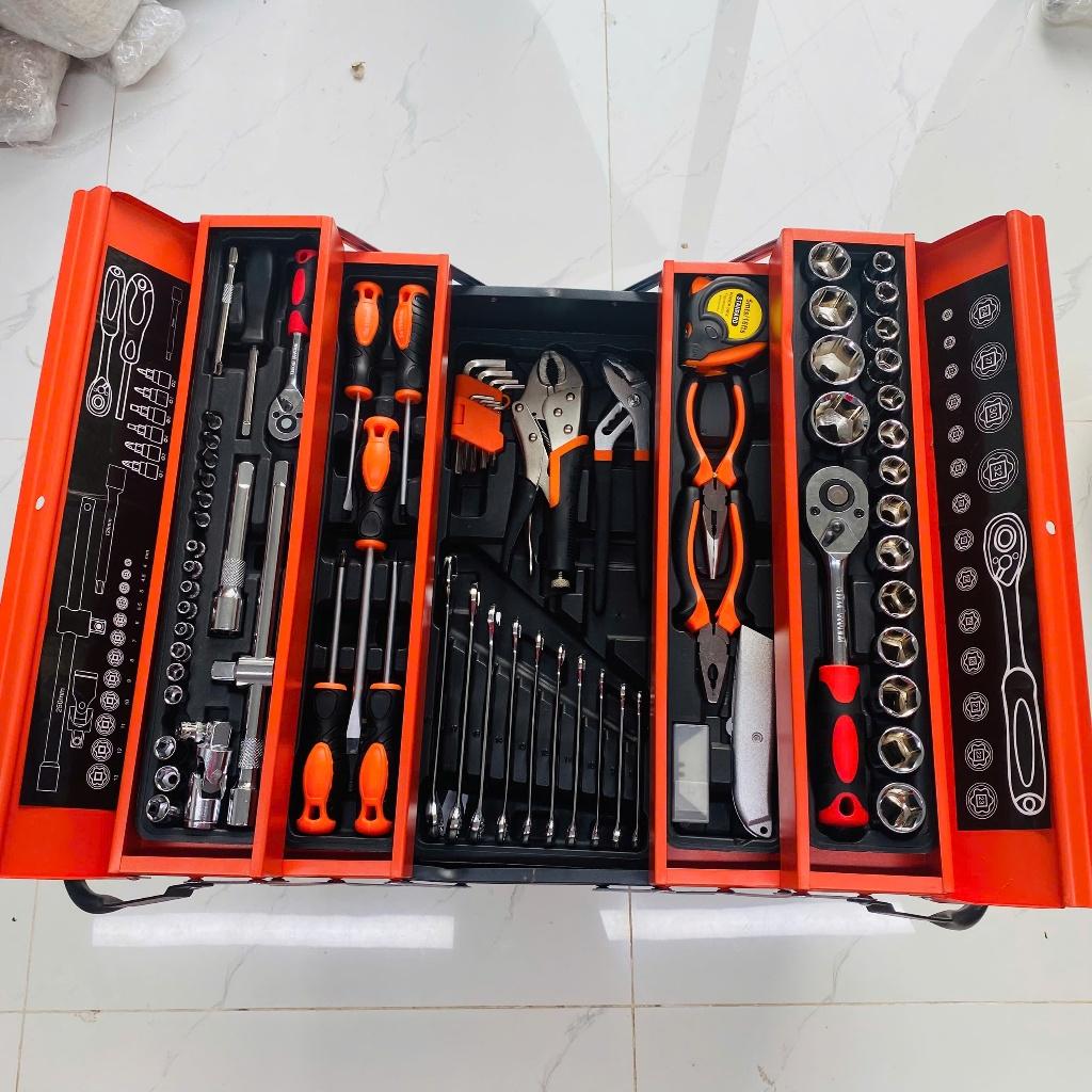 Thùng đồ nghề sửa chữa di động 85 Chi Tiết, sửa chữa xe chuyên dụng 85 chi tiết có hộp đựng đồ