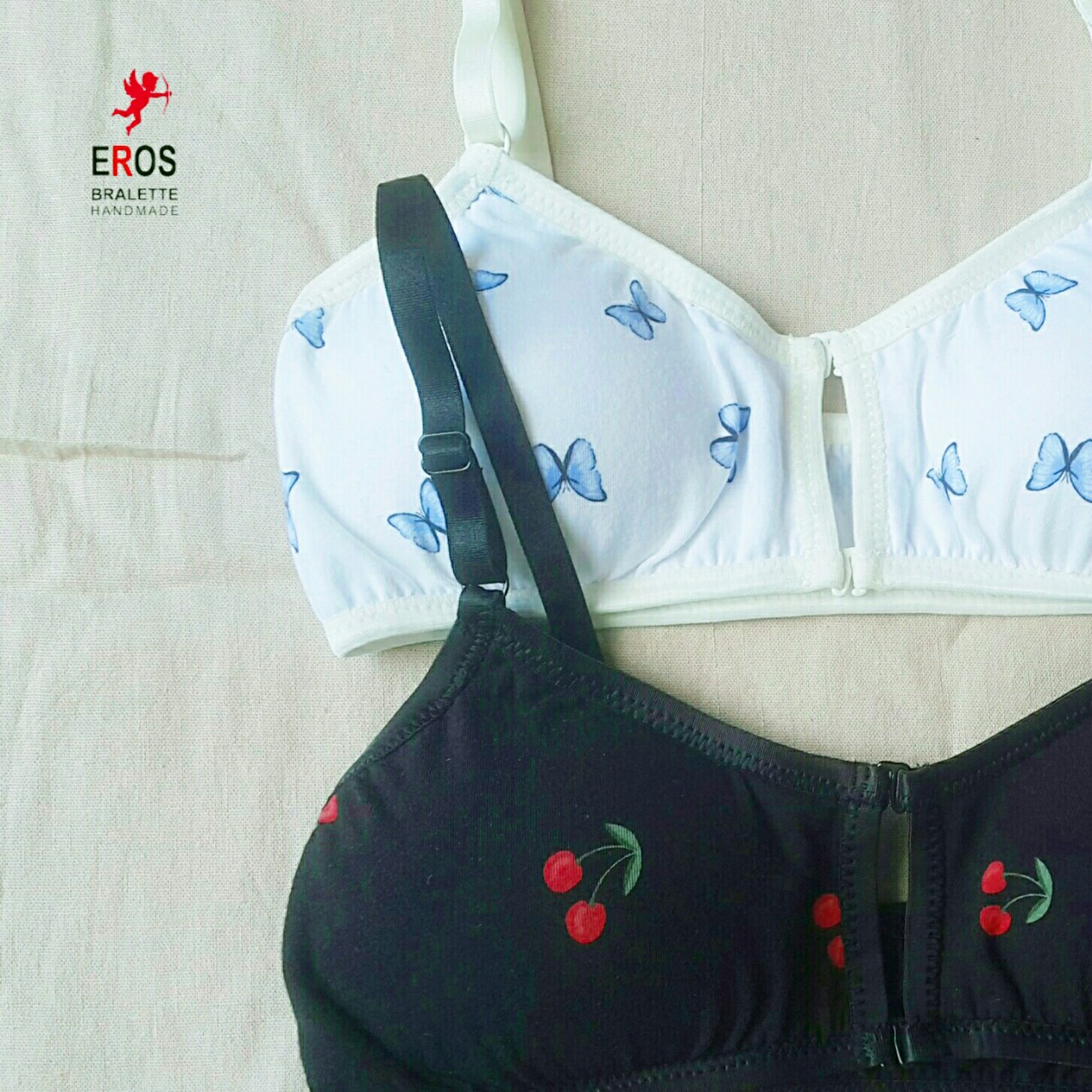 Bộ đồ lót bralette dáng thể thao thun coton cài trước cúa nhà eros