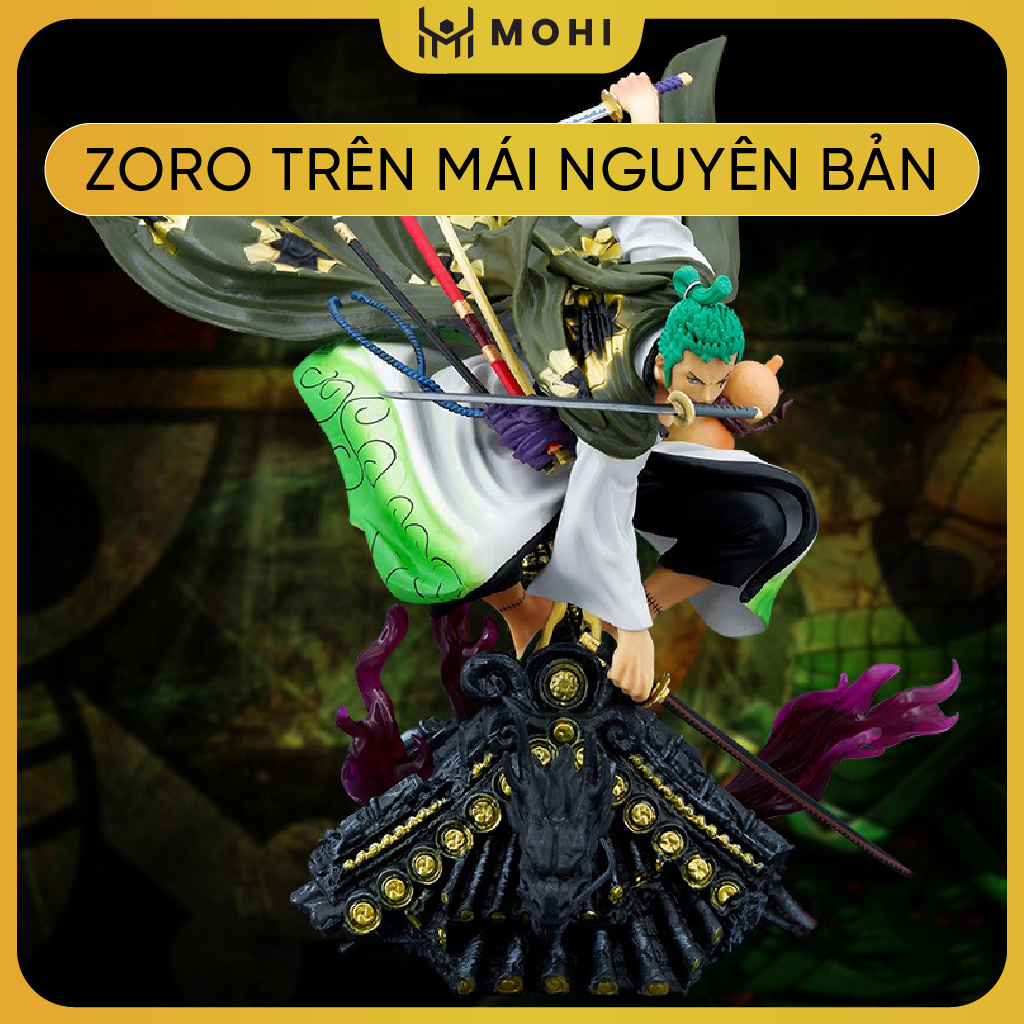 [Có BOX, Có bản LED] - Mô hình Figure Roronoa Zoro trên mái nhà, mô hình figure One Piece bản đế đẹp có BOX