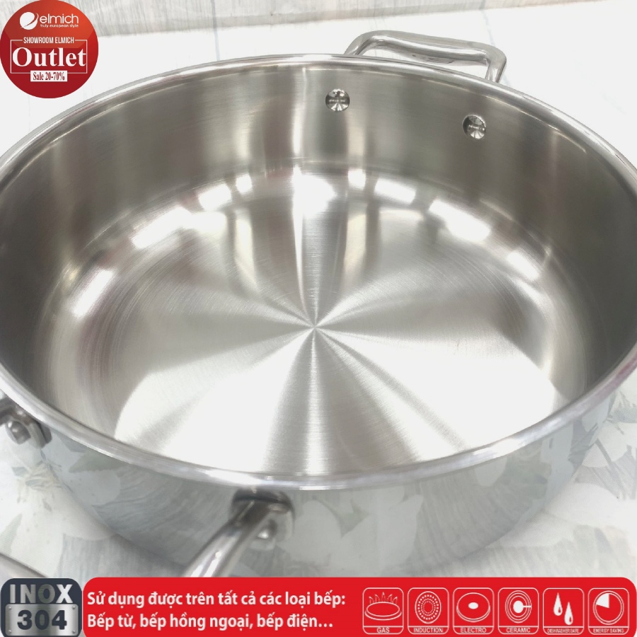 Chảo Xào Inox 304 3 lớp Đáy Liền ELMICH TrimaxXS EL3847 26cm