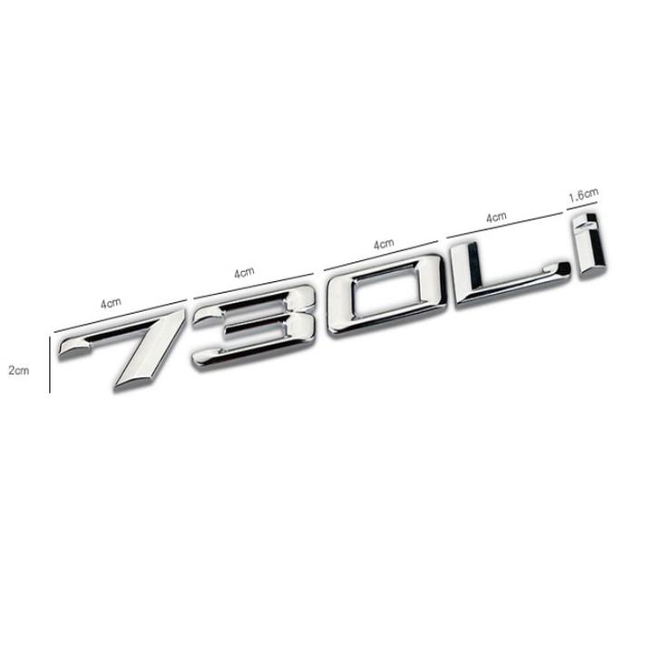 Decal tem chữ inox 730LI, 740LI và 750LI dán xe ô tô BMW
