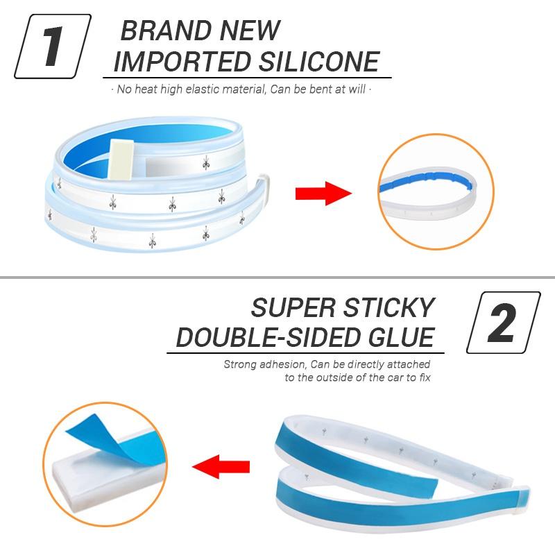 Mới 2 cái Xe Đèn Led Dải Đèn Chạy Ban Ngày Dải Đèn Pha Tự Động Linh Hoạt Đèn Pha Trang Trí Đèn Vàng 12 V 30 cm 45 cm 60 cm