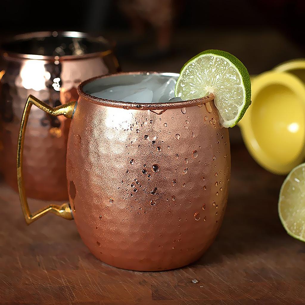 4PCS STAINLESS STEEL WITH COPPER PLATED MOSCOW MULE CUP MUG Hammered