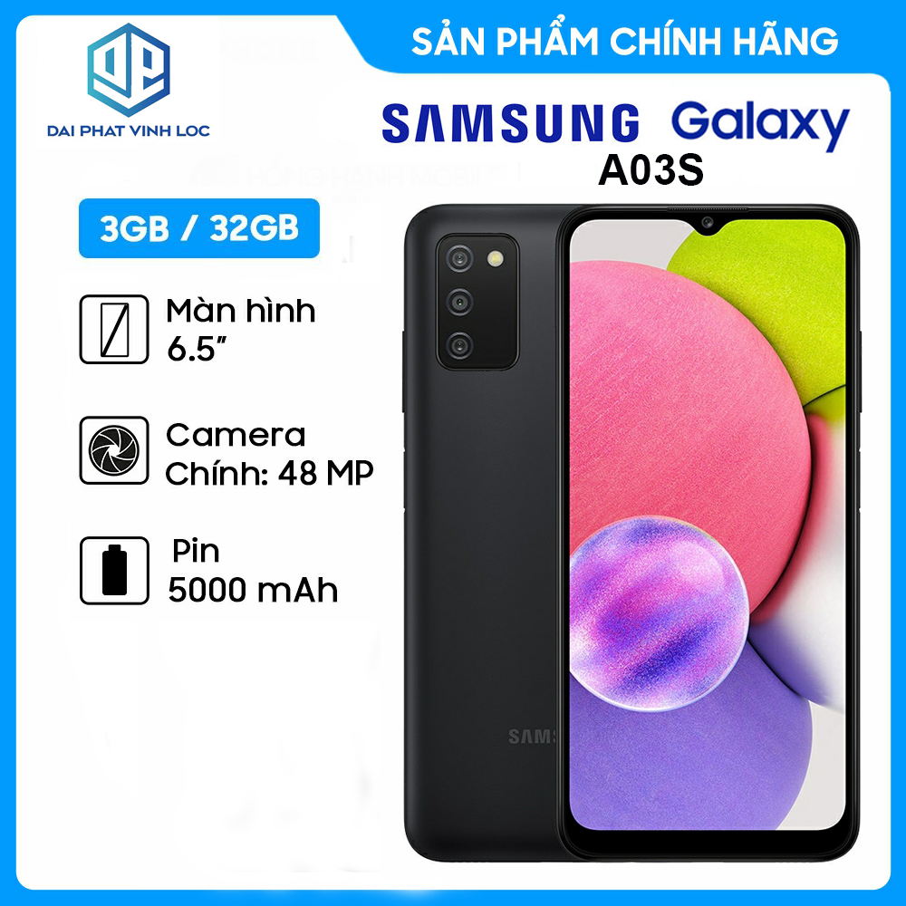 Điện Thoại Samsung Galaxy A03s 3GB/32GB - Hàng Chính Hãng - Mới 100% Nguyên Seal - Bảo Hành 12 Tháng - Pin Khủng 5000 mAh - Selfie Sắc Nét Với Camera Trước 5MP