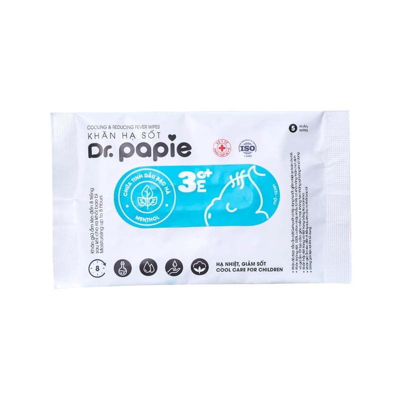 Khăn hạ sốt cho bé sơ sinh Dr.Papie Việt Nam 3+ (25 khăn/hộp)
