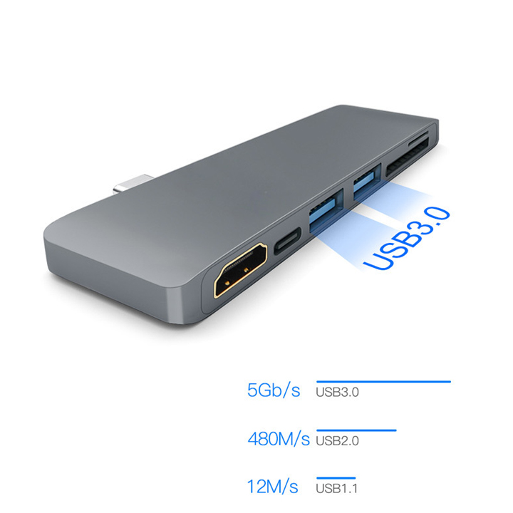 Hub chuyển đổi cổng type C ra USB 3.0, hdmi, đọc thẻ nhớ