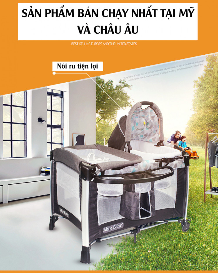 giường cũi, nôi 4 in1 đa năng cho trẻ sơ sinh alfor baby 3