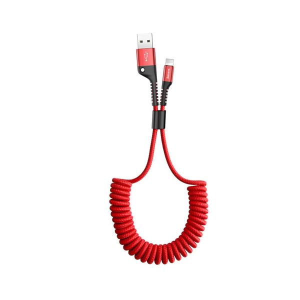 Dây cáp sạc lò xo Lightning cho iPhone iPad Baseus Spring 1m sạc nhanh (Đen) - Hàng chính hãng