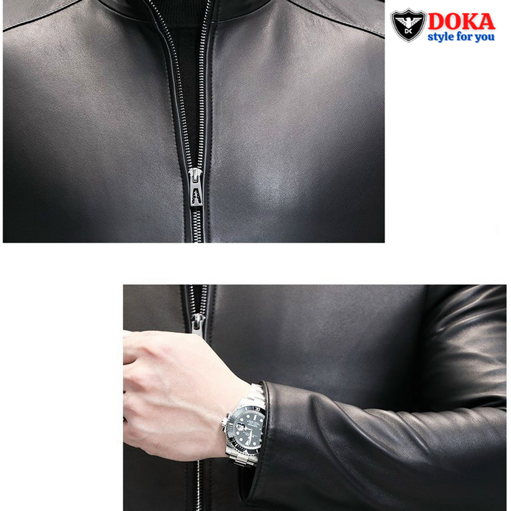 Áo khoác da nam Biker lót lông cổ đứng cao cấp Dokafashion DAD12