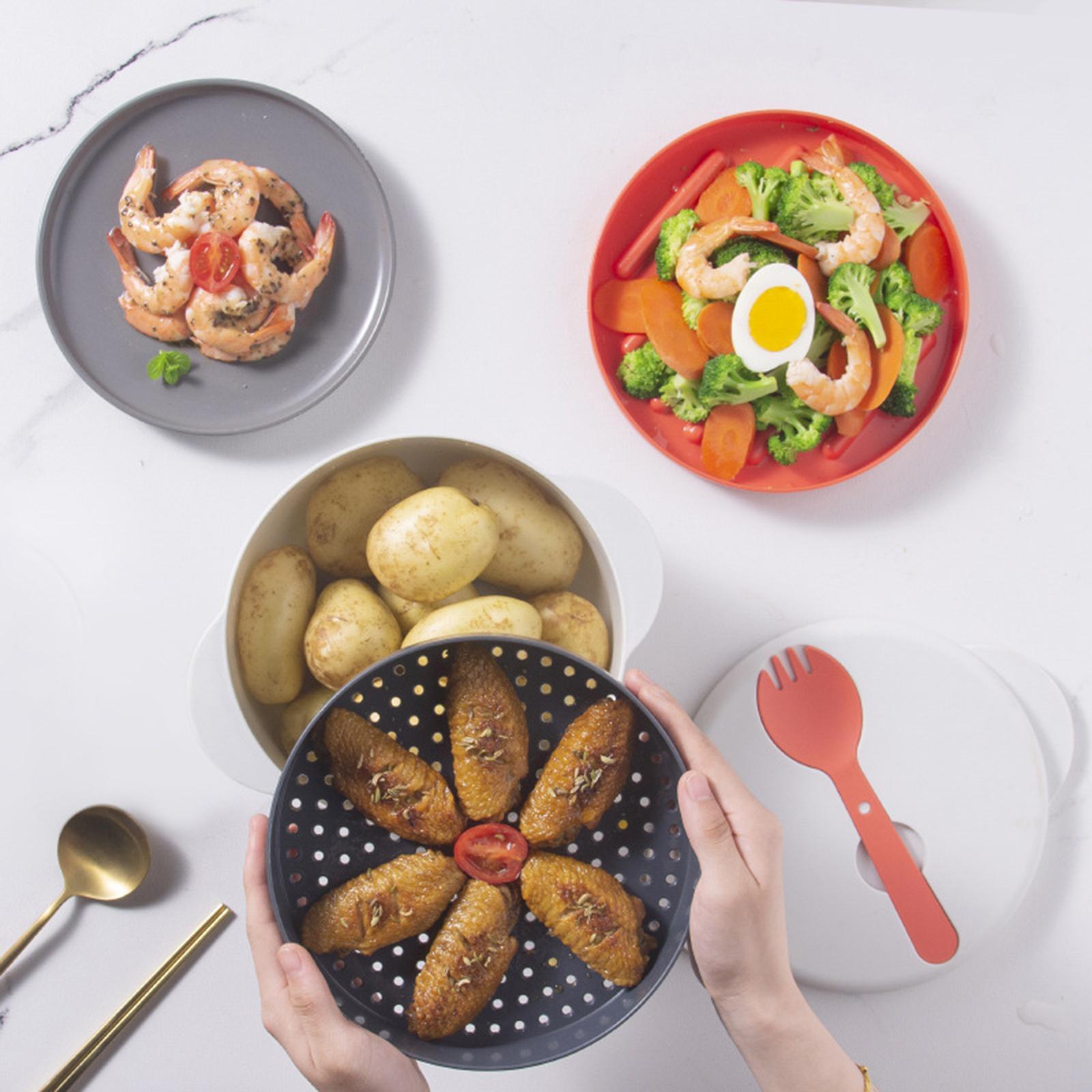 3 Tier Microwave Cookware Steamer Vegetables Food Cooker for Kitchen Cooking