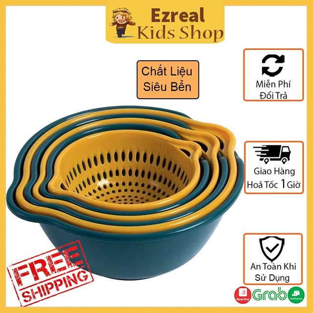 Bộ Rổ Nhựa Kèm Chậu 6 Món Cao Cấp - Bộ 6 Rổ Nhựa Kèm Chậu Chất Liệu Nhựa ABS Đa Năng