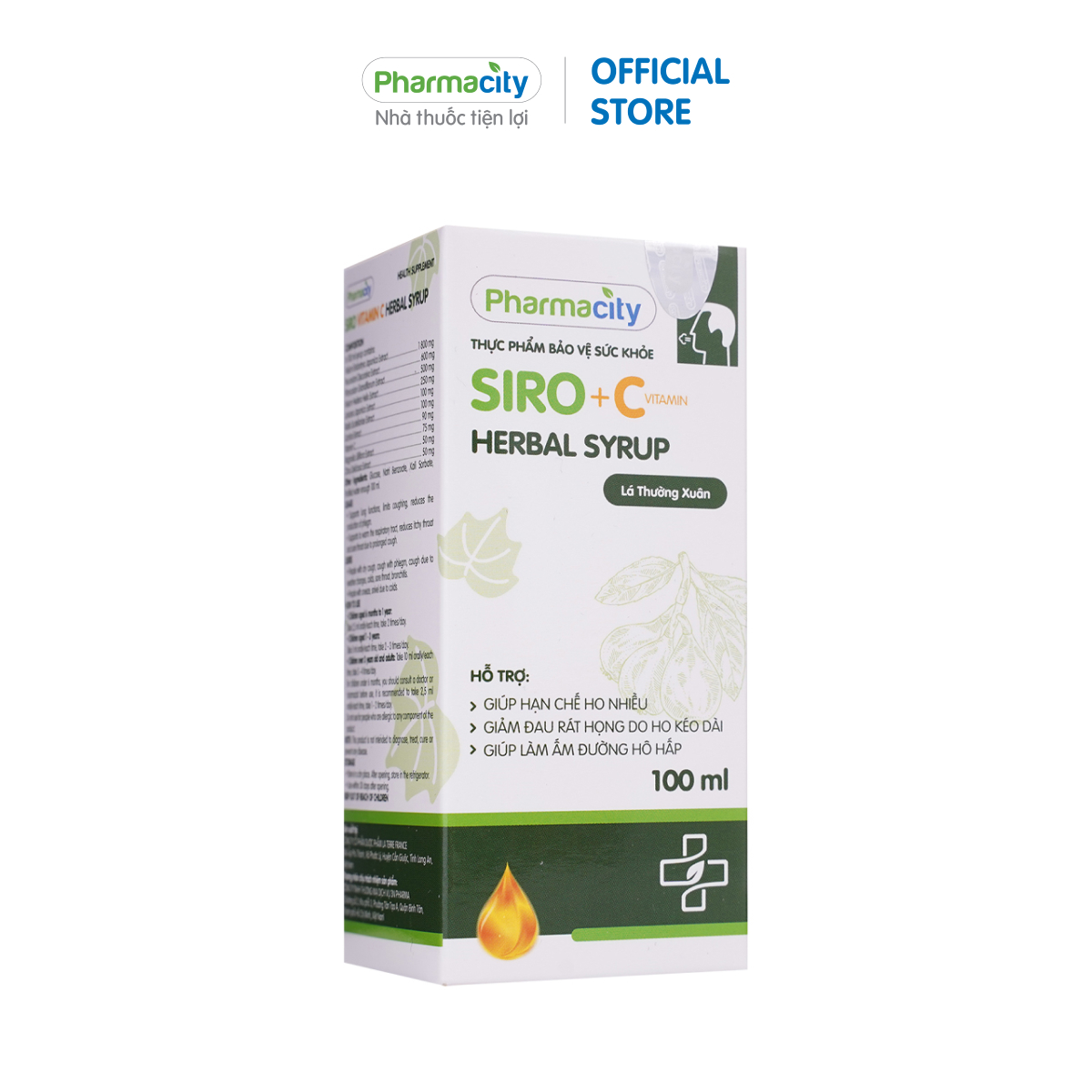 Siro ho lá thường xuân bổ sung vitamin C Pharmacity Herbal Cough Syrup