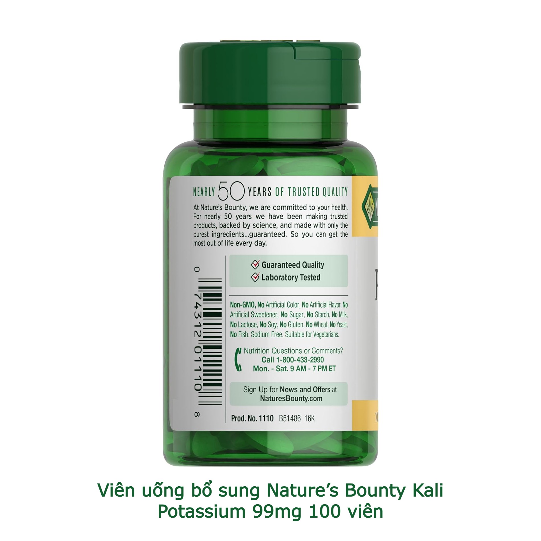 Viên uống bổ sung Nature’s Bounty Kali Potassium 99mg 100 viên