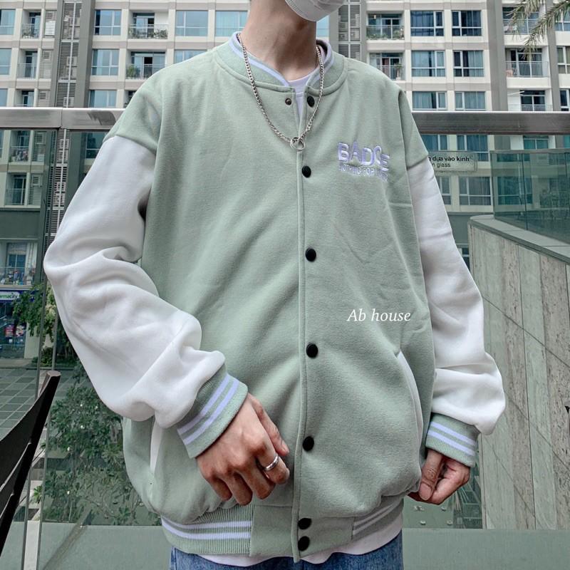  Áo Bomber Nỉ Bông BADGE Nam/Nữ Unisex